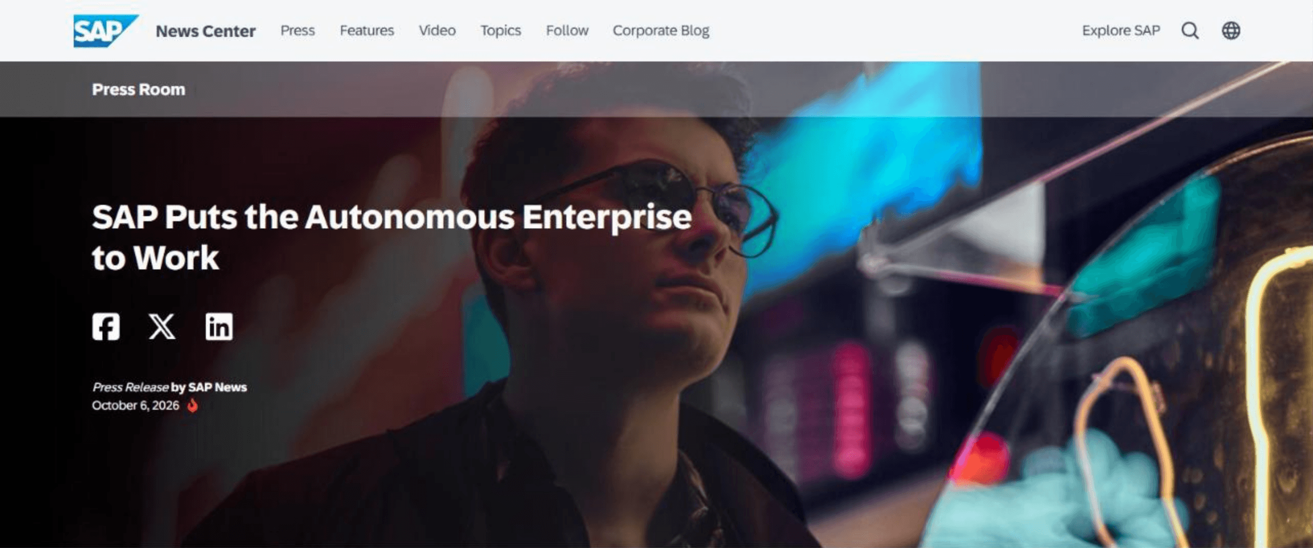 SAP's own press release in its News Center, dated October 6, 2026, titled "SAP Puts the Autonomous Enterprise to Work".